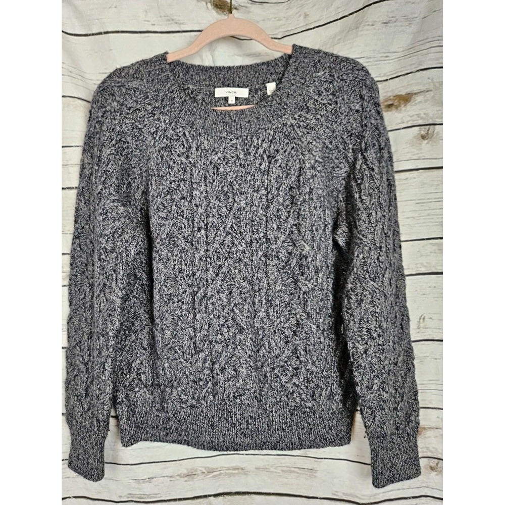 Vince Womens Cable Knit Wool Cashmere Sweater XS Oversized Pullover Charcoal